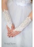 P14 весільні рукавички зі стразами та перлами
