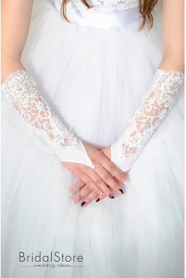 P22 bridal gloves strass and lace
