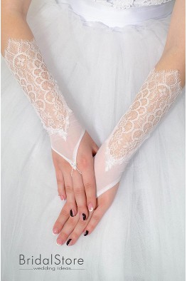 P33 long lace wedding gloves