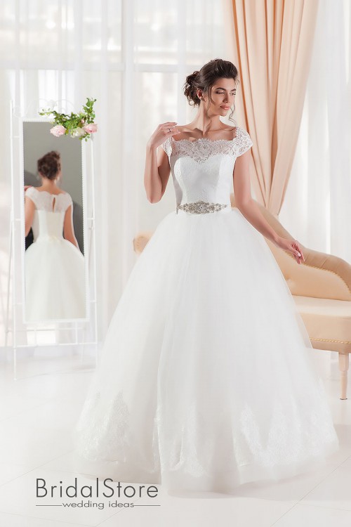 Daniela - modern wedding dress with a lace skirt