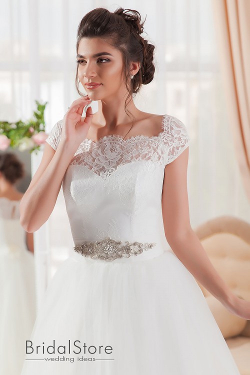 Daniela - modern wedding dress with a lace skirt